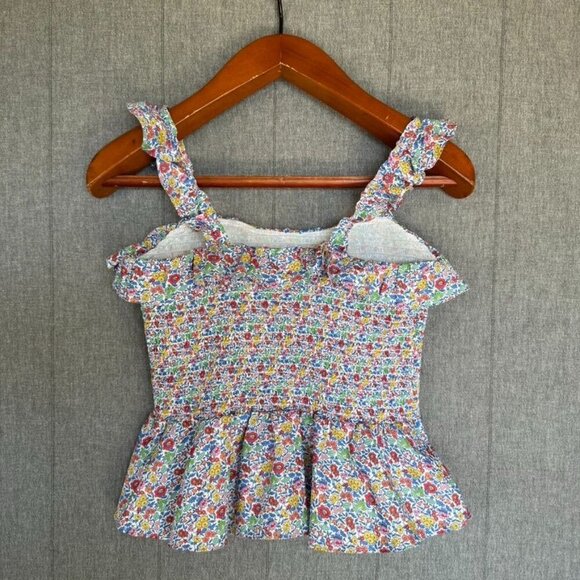 J. Crew Richmond Top Floral Liberty Fabric Smocked Peplum Ruffle Strap Size XS - Picture 5 of 8